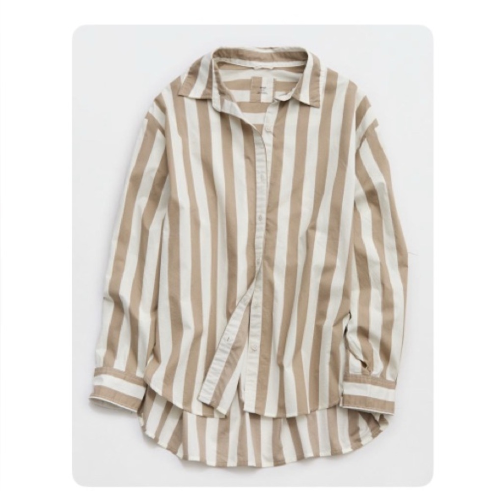 New Striped Beige and White Shirt